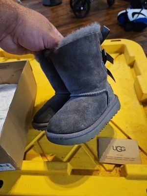 Ugg T Bailey Bow II Boot Grey Little Kid Size 1 Double Bow Back Y2K Preppy 
