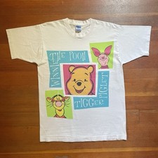 Vintage 90s Winnie The Pooh Tigger & Piglet T-Shirt Single Stitch Sz L USA Made