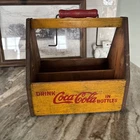Vintage 1940's WWII War Wings Wooden Yellow Coca Cola 6-Bottle Carrier