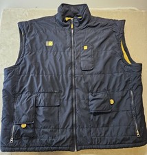 Vintage Disney Store Mickey Mouse Utility Vest XL Navy Yellow Fleece Lined