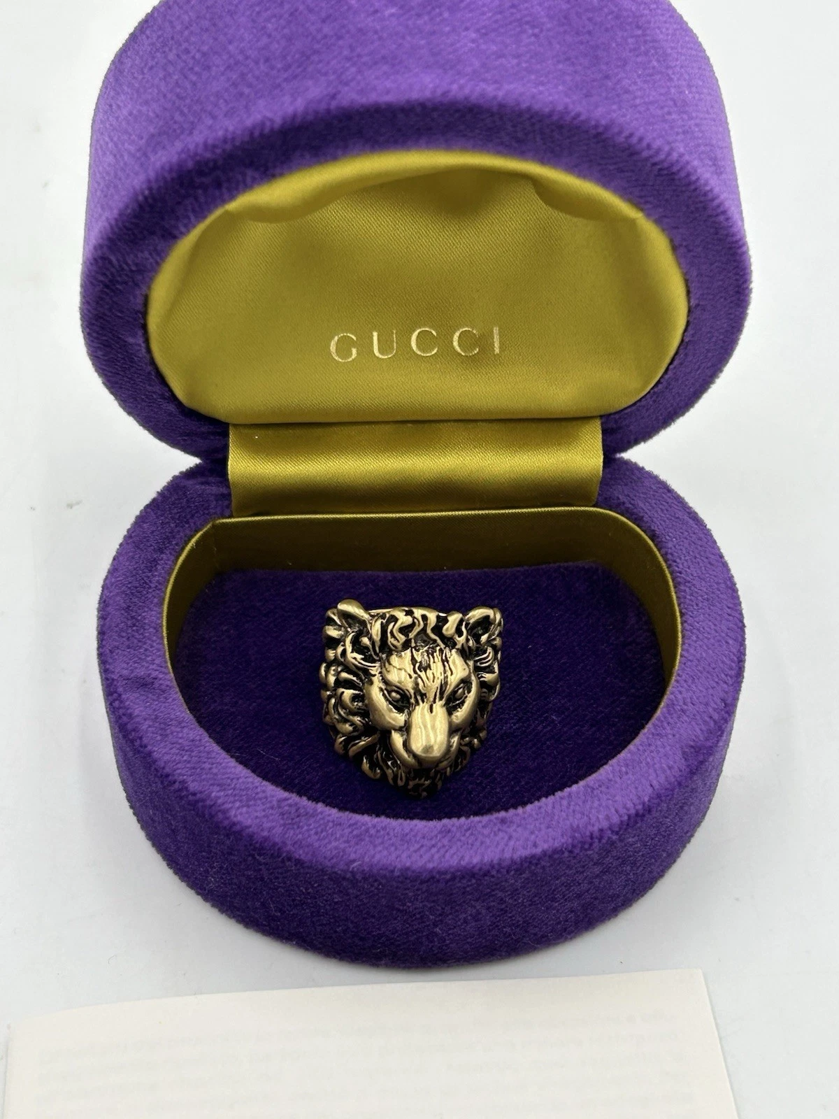 Bague unisexe Gucci iconique motif tête de lion taille 11 Made in Italy
