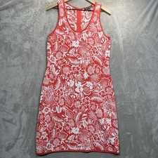 Tommy Bahama Pinky Coral Sleeveless Sweater Dress hook & eye ZIP back Sz L