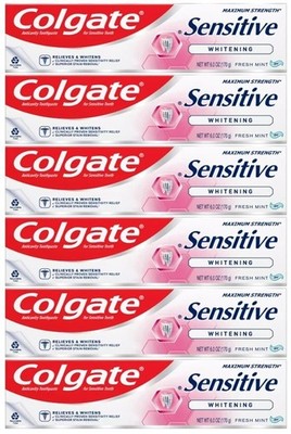 New Colgate Whitening Toothpaste Gel for Sensitive Teeth 6oz (6 tubes) exp 10/27