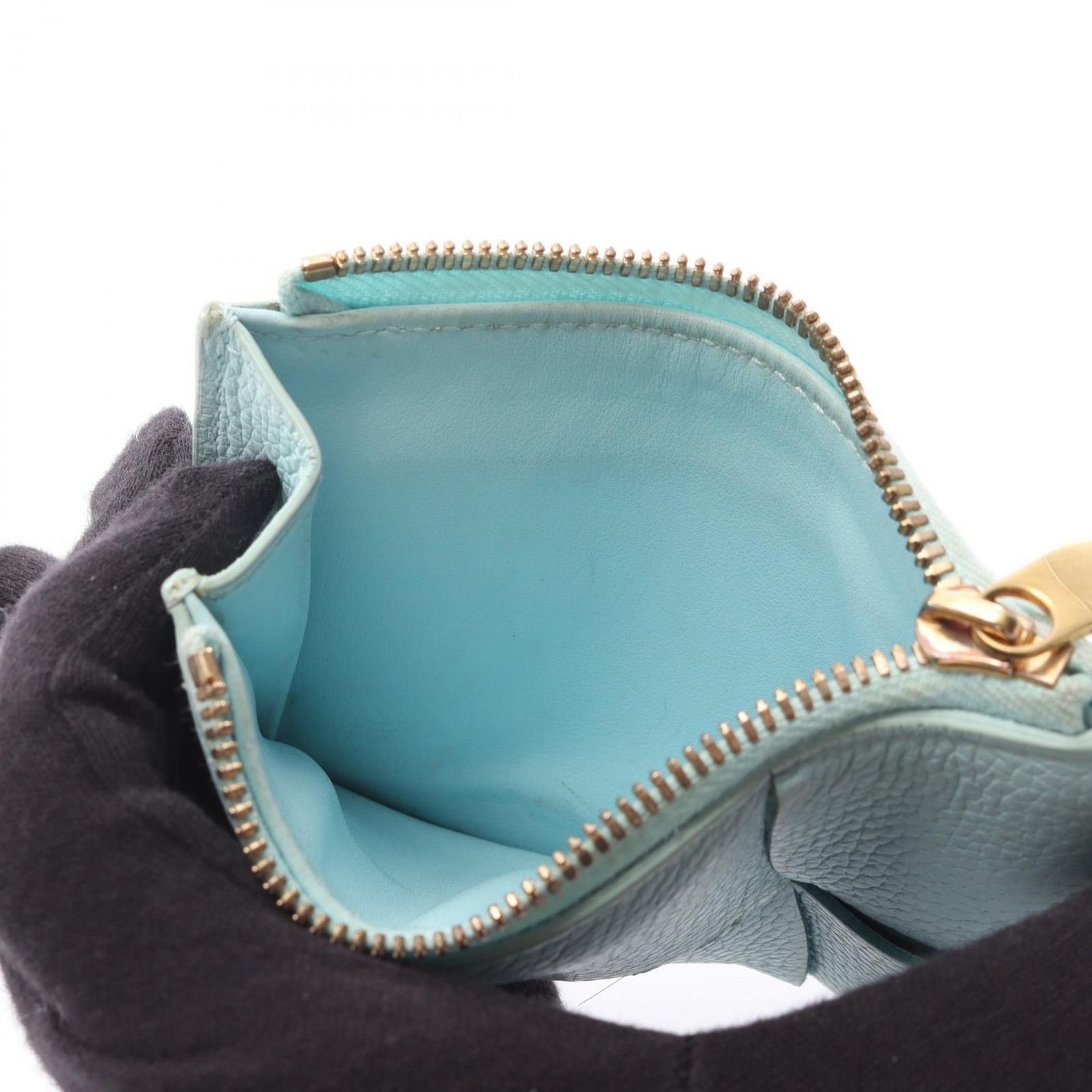 Bottega Veneta Maxi Intrecciato Leather Card Case Light Blue thumbnail 5