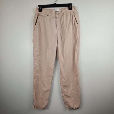 ZARA Basic Z1975 Denim Women s Size 6 Beige Soft Pants Chambray Denim w/ Pockets