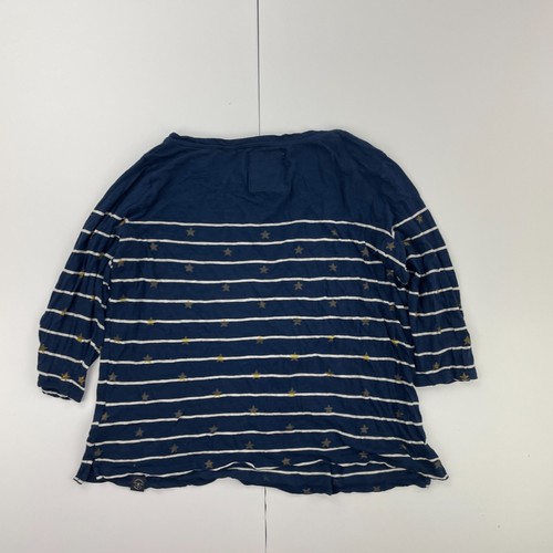 Superdry T-Shirt Small Blue Womens 3/4 Sleeve Scoop Neck Striped Stars Top - Picture 9 of 12