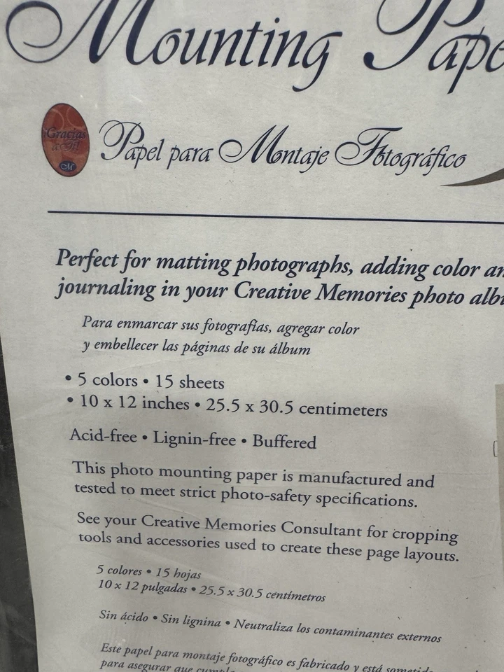 Papel de montaje fotográfico Creative Memories páginas álbum de recortes 15 hojas 5 colores Foto 3 de 4