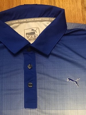 Men s M Puma Performance Dry Cell Golf Shirt Bright Blue
