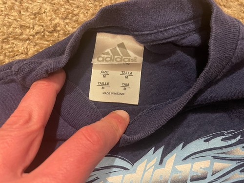 Vintage Adidas 90s Y2K Long Sleeve Navy Blue Medium Soccer Flame Shirt - Bild 5 von 7