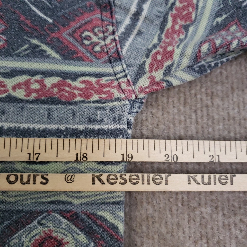 Vintage Bugle Boy Shirt Mens Medium Aztec Polo Southwest Geometric Pattern 90s - Image 3 of 4