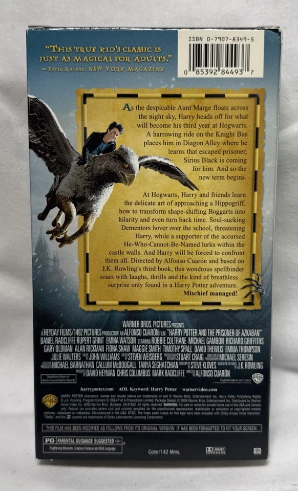 Harry Potter And The Prisoner Of Azkaban VHS Used Warner Bros 2004 Fantasy Magic - Image 2 of 4