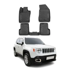 OMAC Floor Mats Liner for Jeep Renegade 2015-2024 Black TPE All-Weather 4 Pcs