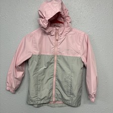 Eddie Bauer Girls Lightweight Windbreaker Jacket Size XS 5/6 Pink Hooded Rain