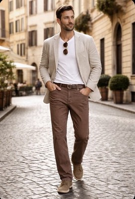 Marco Pescarolo Mens Designer 5 Pocket Pants Nerano M16 Brown Italy Sz 56 /40