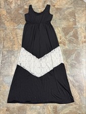 Pink Black Maxi Dress Women Sleeveless White Lace Inset Casual Summer Long Dress