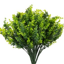 8 Bundles UV Resistant  Non-Fading Artificial Boxwood Shrubs - Fake Greenery...