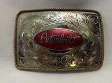 Vintage G Silver Peterbilt Truck Semi Driver Trucker Western Trophy Belt Buckle
