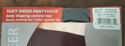 Nice Touch Silky Sheer Pantyhose Black Size EF - Picture 2 of 5