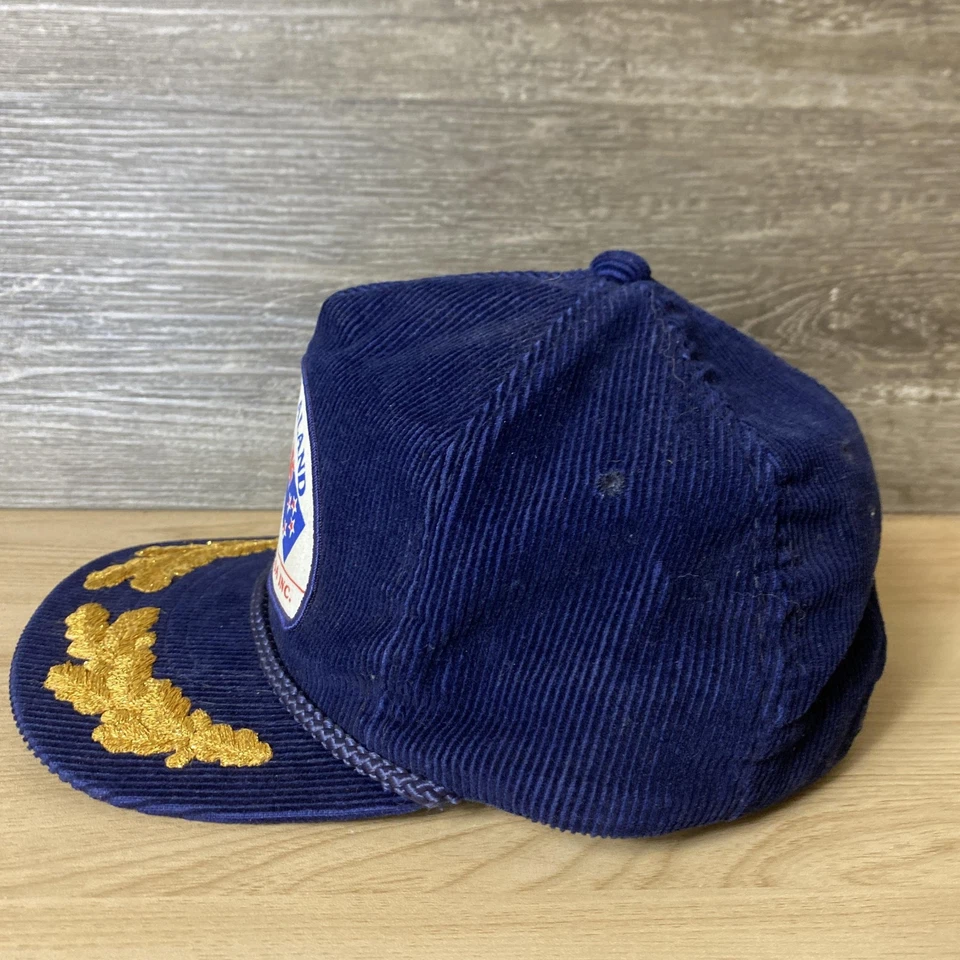 Винтажный лыж Новая Зеландия шляпа крышка Snap назад синий вельвет нашивка золотой лист мужской 80-х - Изображение 4 из 4