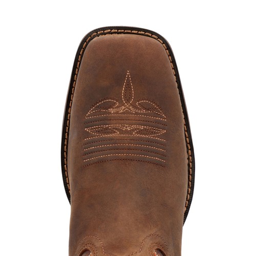 Durango Rebel DDB0393 Mens Brown Leather Slip On Cowboy Western Boots - 第 5/6 張圖片
