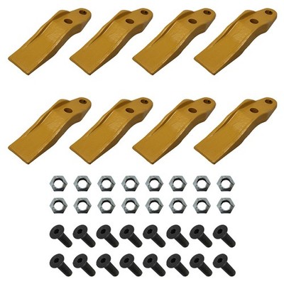Set of 8: Bucket Uni-Teeth with Hardware Fits Caterpillar Replaces 132-4720