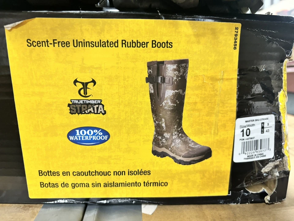 Cabelas Scent Free Uninsulated Rubber Boots Size 10 - Image 2 of 4