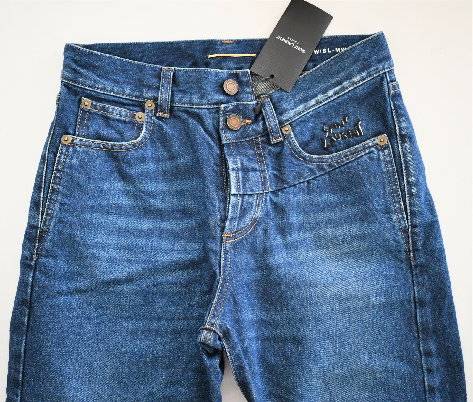 ?️ Jeans donna SAINT LAURENT D21 SLIM FIT VITA MEDIA 26 D21 con SL MW