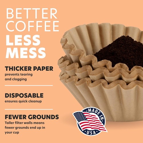 Eco-Friendly Unbleached Coffee Filters - 1200 Count, Perfect for 8-12 Cup Makers - Picture 7 of 8