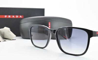 PRADA LINEA ROSSA Sonnenbrille VPS 06P 57-18 1AB-101 145 Viereck Glanz Schwarz L