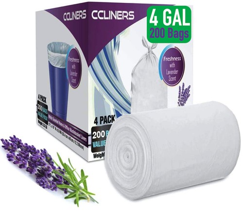 CCLINERS 4 Gallonen kleine Müllbeutel weißer Lavendel duftend, 200 Stück - Bild 10 von 10