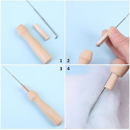 24 Color Wool Fibre Yarn Roving Needle Felting Starter Kit Needles Felt Mat Tool - Picture 3 of 11