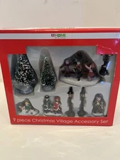 Rite Aid home for the holidays nine piece Christmas village acc. set1 1.75H