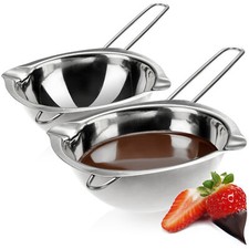 2x Wasserbad-Schmelztopf - Schmelzschale mit 2 Ausgüssen - rostfreier Edelstahl