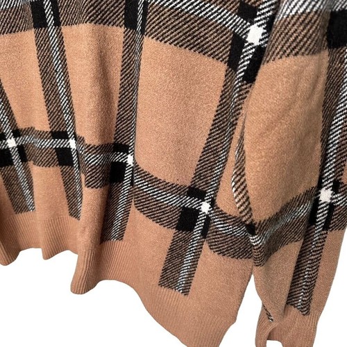 Max Studio Pullover Damen Übergröße 1X kariert V-Ausschnitt Langarm Pulli braun - Bild 3 von 11