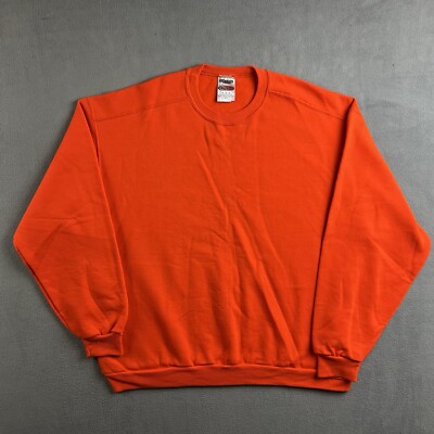 Vintage Jerzees Sweatshirt Mens XL Blaze Orange Blank 90s Crewneck Pullover