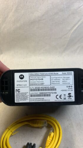 Motorola MD1600 VDSL2/ADSL2+ Modem and AC1600 WiFi Gigabit Router - Black - Picture 5 of 5
