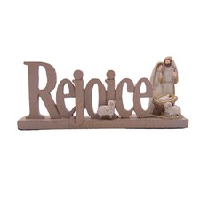 'Rejoice' Holy Family Freestanding Emblem, Religious Holiday Gifts  Decor