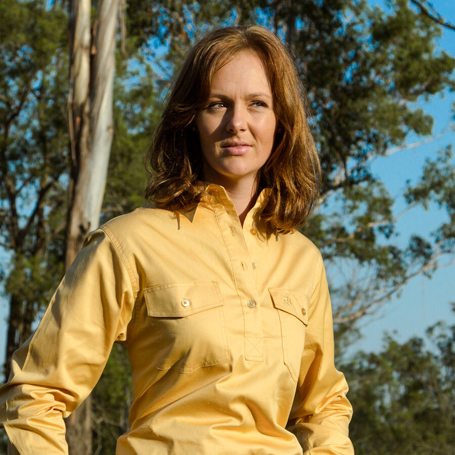 New Cotton Half Placket Work Shirt - 4002E-Sand Ladies Western Riding Shirts  Bri | eBay
