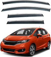 4Pcs Smoke Tint with Chrome Trim outside Mount Tape On/Clip on Style PVC Sun Rai