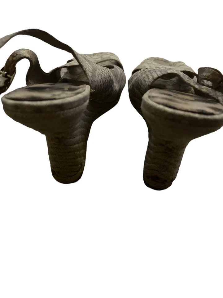 SAM EDELMAN Arianna Sandalia con Cordones Crema Piel de Serpiente Alpargata Cuña 9.5 Foto 2 de 4