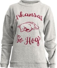Womens Arkansas Razorback Sweatshirt Comfy Terry L/S Crew