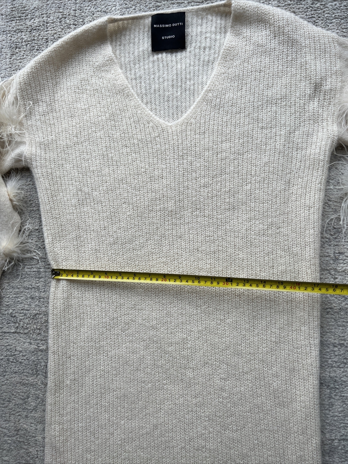 Massimo dutti studio alpaca wool dress S 8 cream pom Feather Pom sleeves RRP£199 image 4