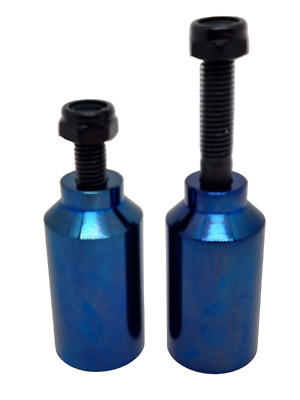 Scooter Scooter Solid Look Kanister Stunt Pegs Paar & Achsschrauben - Chrom Blau