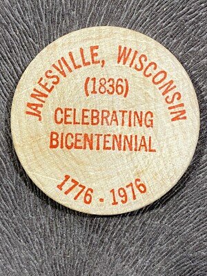 骨董誕生 Janesville, WI 1776-1976 Celebrating BICENTENNIAL Token