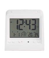 Amazon Basics Tabletop Digital Alarm Clock With Light, Temp & Date Display White