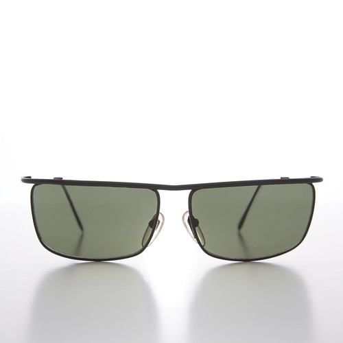 Large Black Men's Rectangular Sporty Fashion Vintage Sunglass Green Lens - Moto - Picture 1 of 3