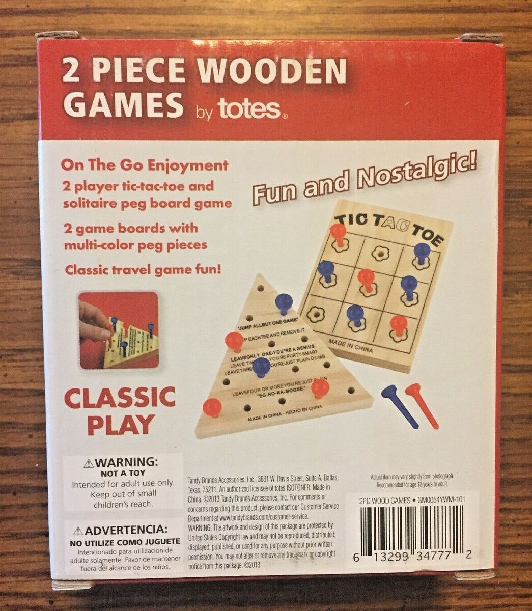 Wood-Peg Games-Hand Held-Travel-Lot of 2 Board Games - Solitaire  Tic-Tac-Toe