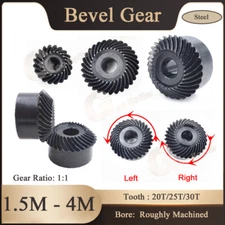 1.5M-4M Bevel Gear 20/25/30T Tooth Transmission Gears 1:1 Left & Right Direction