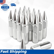 20Pcs M12x1.5 Wheel Lug Nuts with Spike Extended Tuner (Silver)