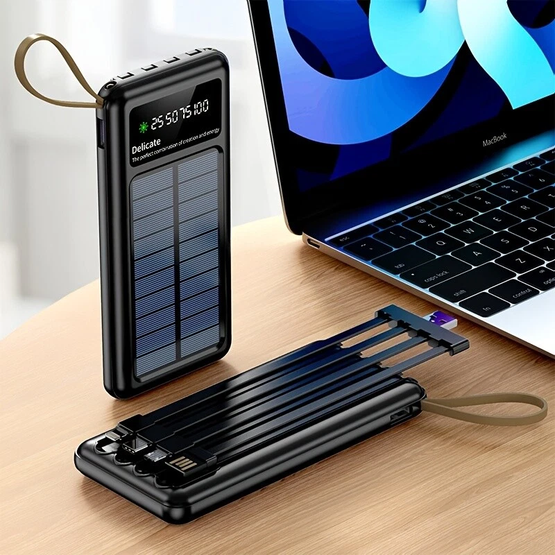 Banco de energía solar cargador portátil Super 4 USB 2025 para teléfono celular Foto 4 de 4